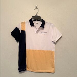 SHEIN Men's Modern Colorblock Polo - White, Navy, Tan